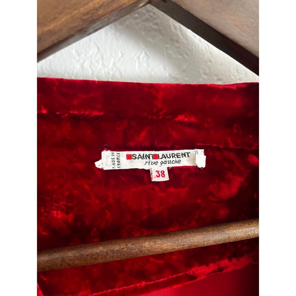 Saint Laurent Rive Gauche Vintage Velvet Single Button Jacket Red 38/ 4/ Small - Picture 5 of 7